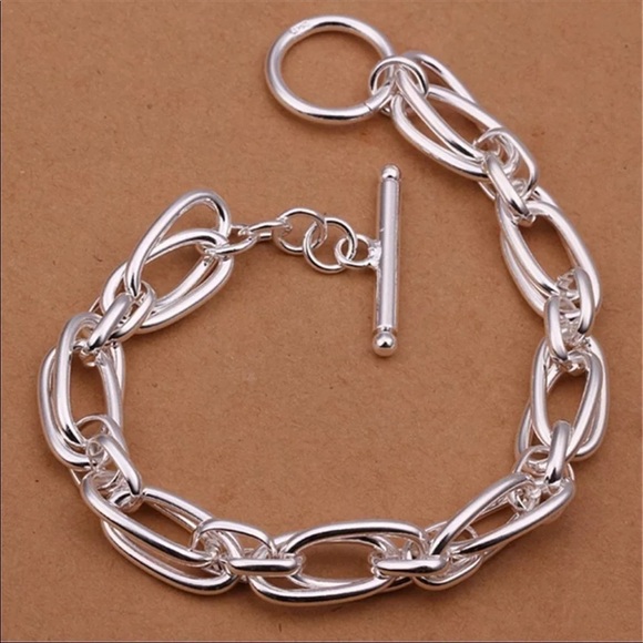 New Sterling Silver Double Link Chain Bracelet - Picture 3 of 5